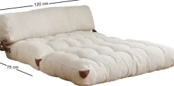 Emob Fold Kadife 2-Sitzer-Schlafsofa | Teddystoff | Creme