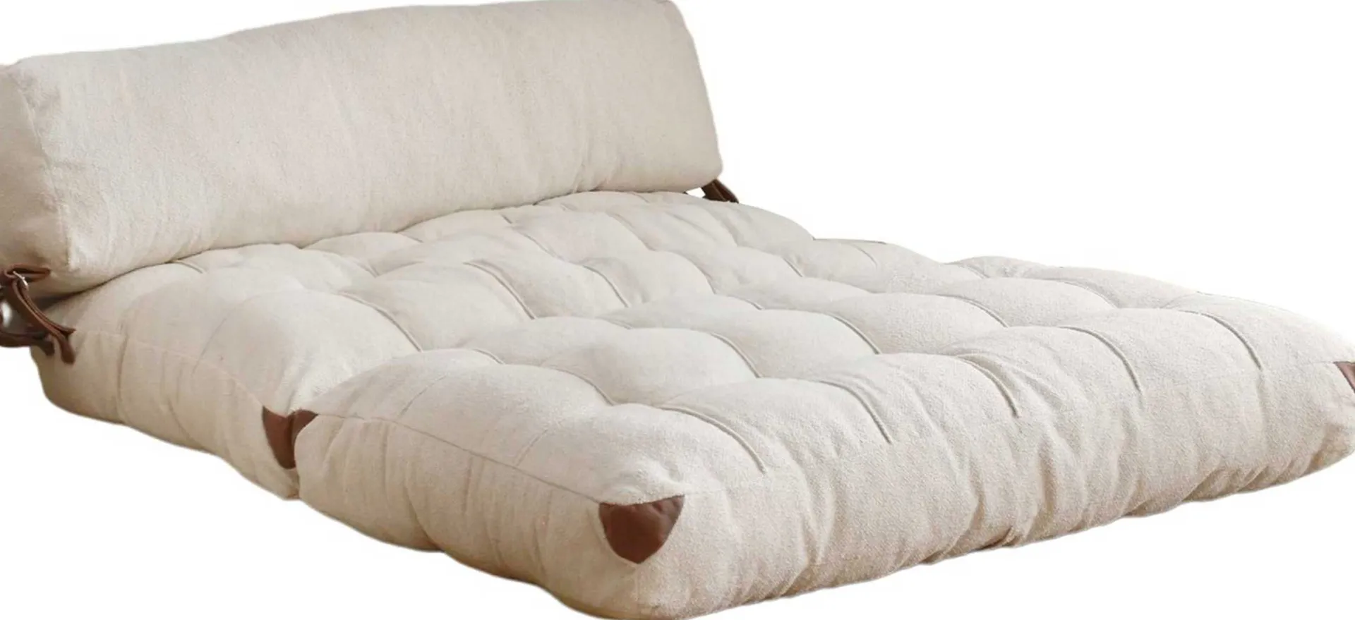 Emob Fold Kadife 2-Sitzer-Schlafsofa | Teddystoff | Creme