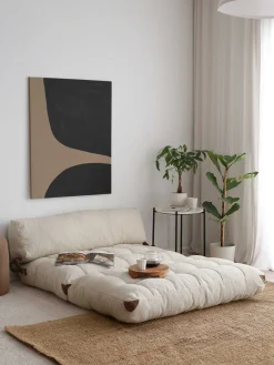 Emob Fold Kadife 2-Sitzer-Schlafsofa | Teddystoff | Creme