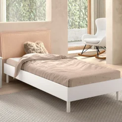 Forrest Einzelbett 90x200cm - Buche massiv - weiß/beige