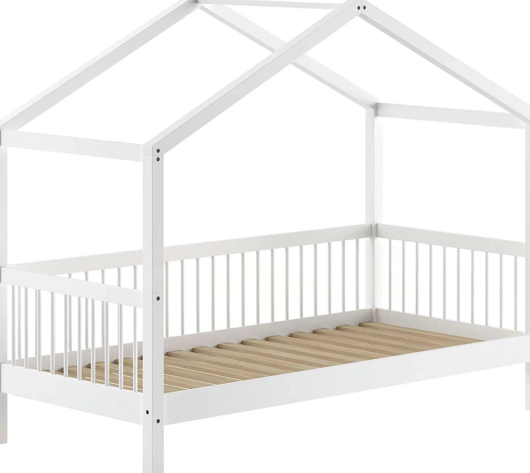 Forrest Hausbett 90x200cm mit Rollbett - Massivholz Buche - weiß