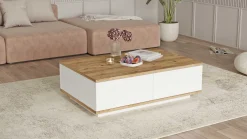 Emob FR14 Couchtisch | 100 % MELAMIN | Atlantische Kiefer, Weiß