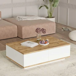 Emob FR14 Couchtisch | 100 % MELAMIN | Atlantische Kiefer, Weiß