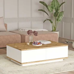 Emob FR14 Couchtisch | 100 % MELAMIN | Atlantische Kiefer, Weiß