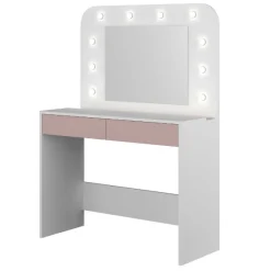 Kinder Trasman Frisiertisch Holly mit Spiegel und Beleuchtung 2 Schubladen Spanplatte - weiß/rosa