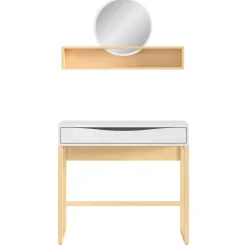 Kinder Emob Frisiertisch Vayen 85cm, 1 Schublade - Eiche hell Dekor/weiß