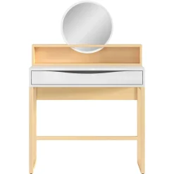 Kinder Emob Frisiertisch Vayen 85cm, 1 Schublade - Eiche hell Dekor/weiß