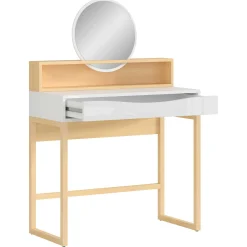 Kinder Emob Frisiertisch Vayen 85cm, 1 Schublade - Eiche hell Dekor/weiß