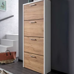 Fulda Schuhschrank 4 Schubladen - weiß/Eiche