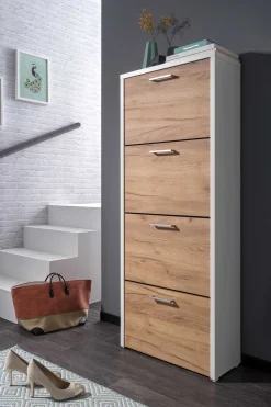 Fulda Schuhschrank 4 Schubladen - weiß/Eiche