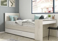 Funktionsbett Shipley 90x200 mit Schreibtisch und Bettschubkasten - weiß