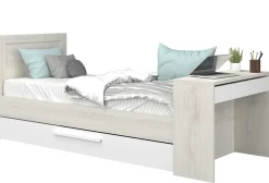 Funktionsbett Shipley 90x200 mit Schreibtisch und Bettschubkasten - weiß