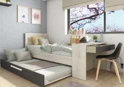 Funktionsbett Shipley 90x200 mit Schreibtisch und Bettschubkasten - weiß