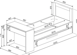 Funktionsbett Shipley 90x200 mit Schreibtisch und Bettschubkasten - weiß