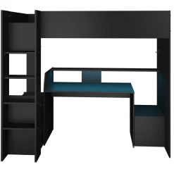 Gaming Hochbett LevelUp 90x200cm mit Spieltisch - schwarz