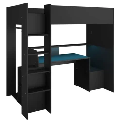 Gaming Hochbett LevelUp 90x200cm mit Spieltisch - schwarz