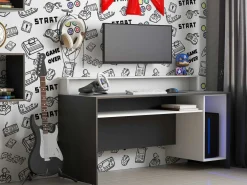 Kinder Emob Gaming-Schreibtisch Beri 140 cm - weiß/schwarz