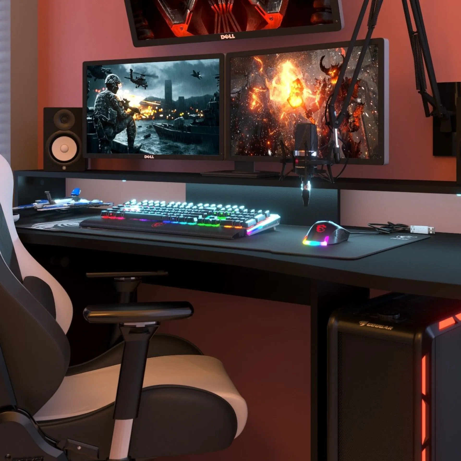 Kinder Parisot Gaming-Tisch 152cm mit LED-Leiste -