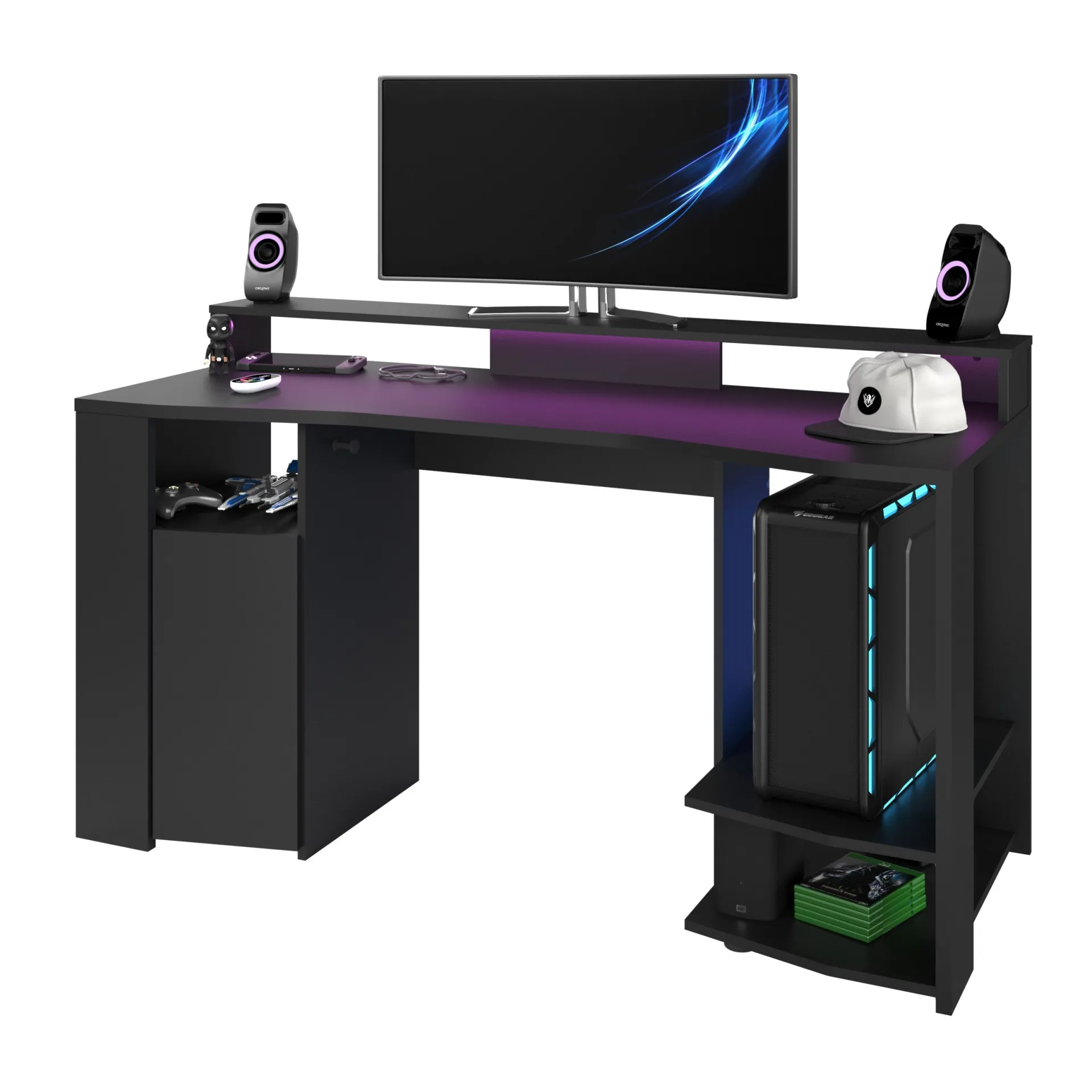 Kinder Parisot Gaming-Tisch 152cm mit LED-Leiste -