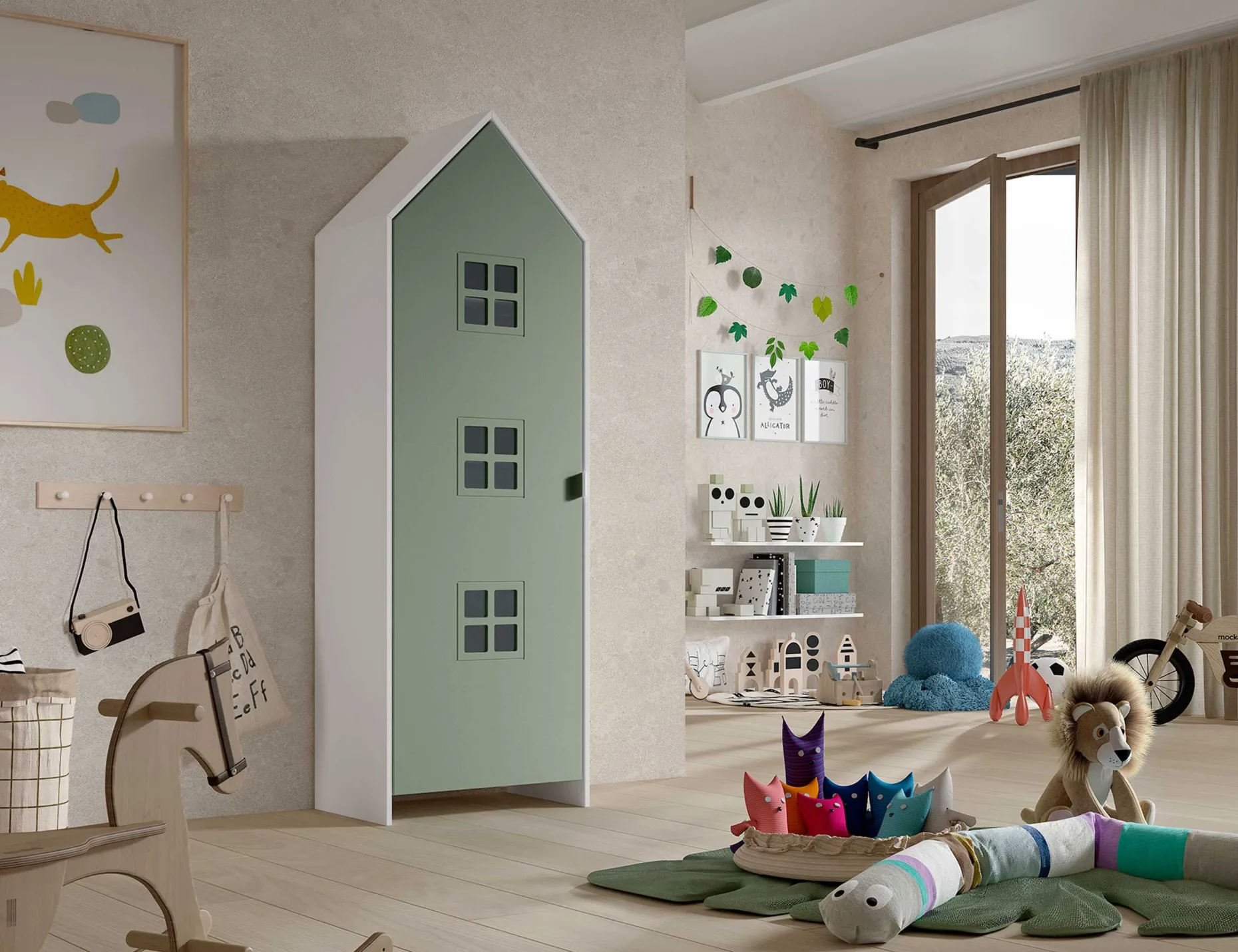 Garderobe Casami Brügge - 58x37x172 cm - Grün