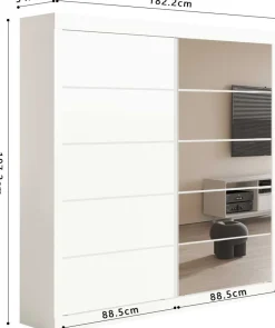 Garderobe Mike | 183 x 53 x 198 cm | Mit Spiegel | Weiß