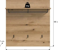 Garderobenpaneel Scout Xonox - Evoke Oak - 90x98x27 cm