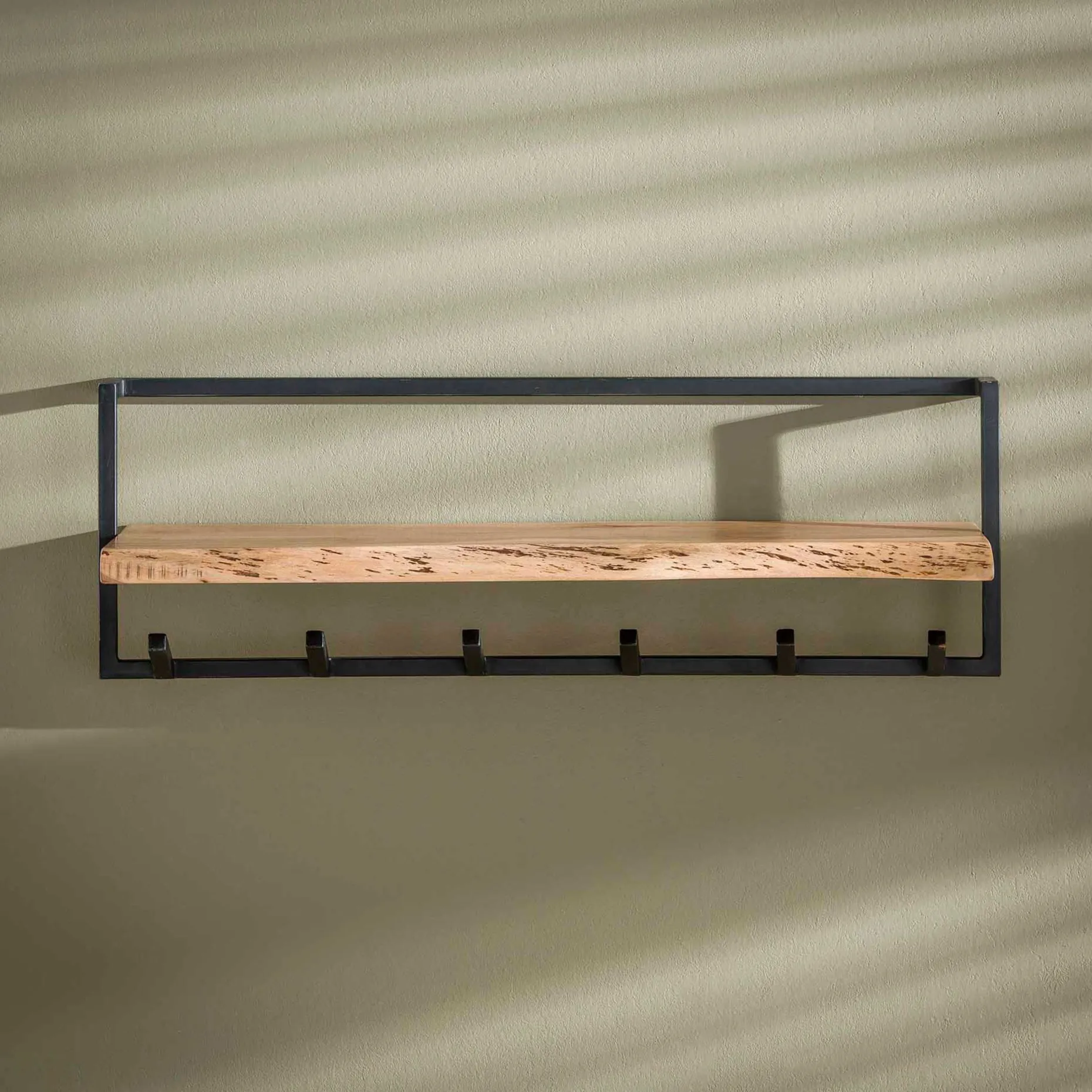 Garderobenständer Edge 6 Haken mit Hutablage - Akazie