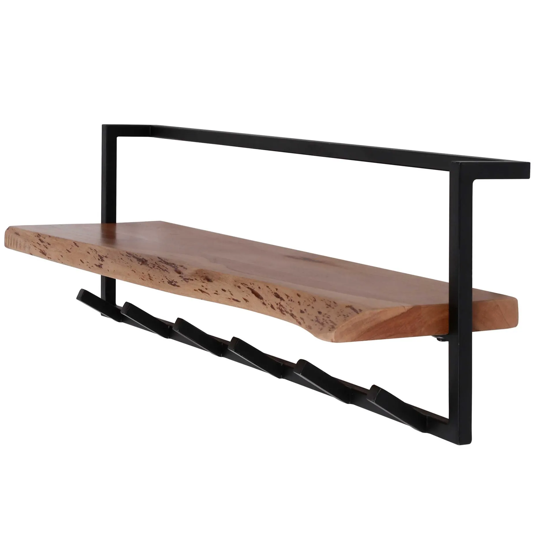 Garderobenständer Edge 6 Haken mit Hutablage - Akazie