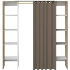Garderobe Spike 112/185cm mit Vorhang - Eiche/Taupe