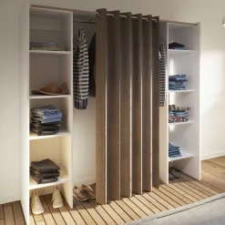 Garderobe Spike 112/185cm mit Vorhang - weiß/taupe