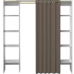 Garderobe Spike 112/185cm mit Vorhang - weiß/taupe