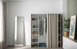 Garderobe Spike 112/185cm mit Vorhang - Eiche/Ecru