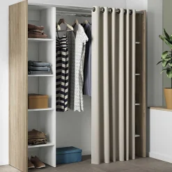 Garderobe Spike 112/185cm mit Vorhang - Eiche/Ecru
