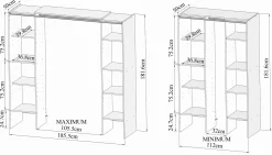 Garderobe Spike 112/185cm mit Vorhang - Eiche/Ecru