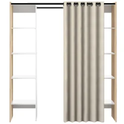 Garderobe Spike 112/185cm mit Vorhang - Eiche/Ecru