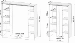 Garderobe Spike 112/185cm mit Vorhang - weiß/grau
