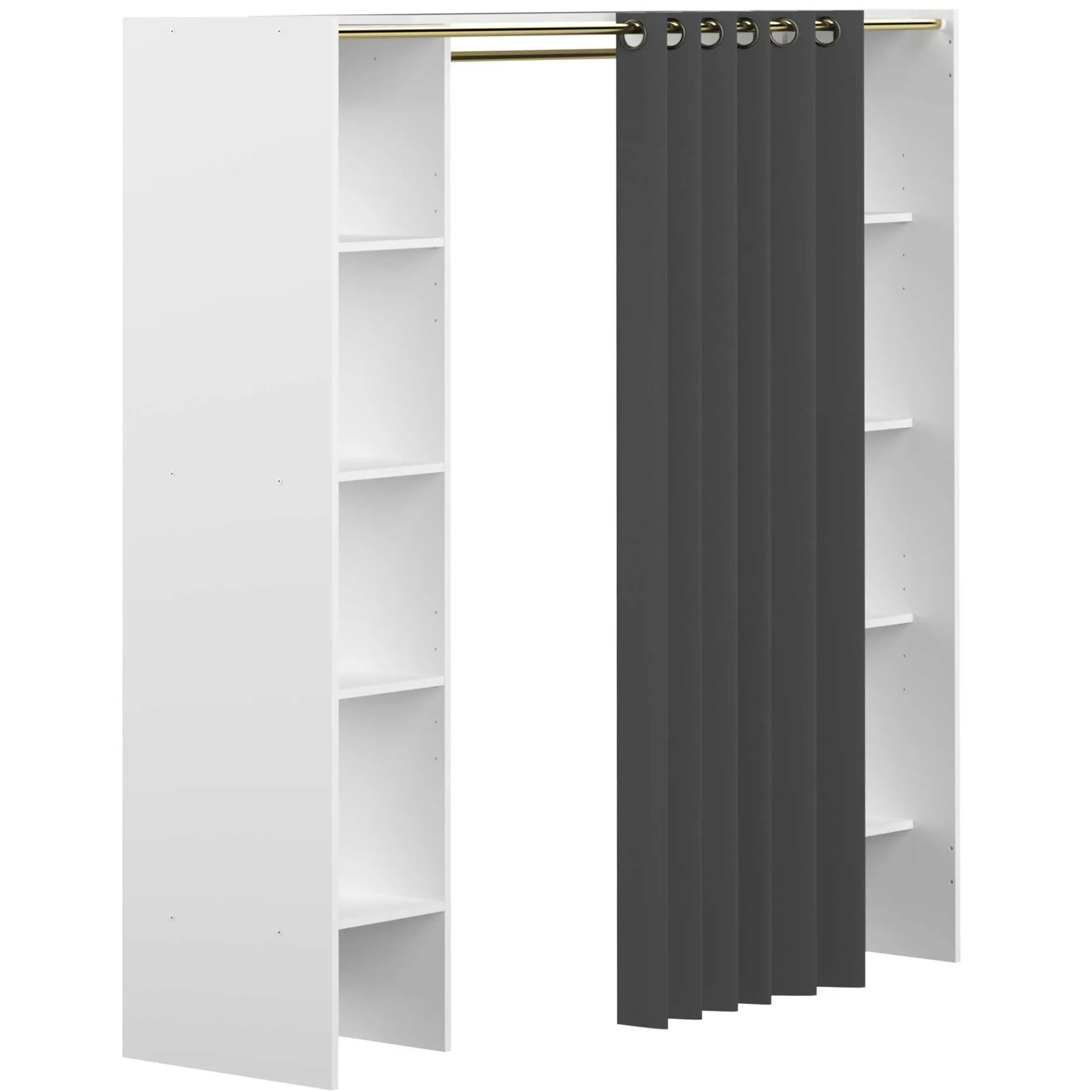 Garderobe Spike 112/185cm mit Vorhang - weiß/grau