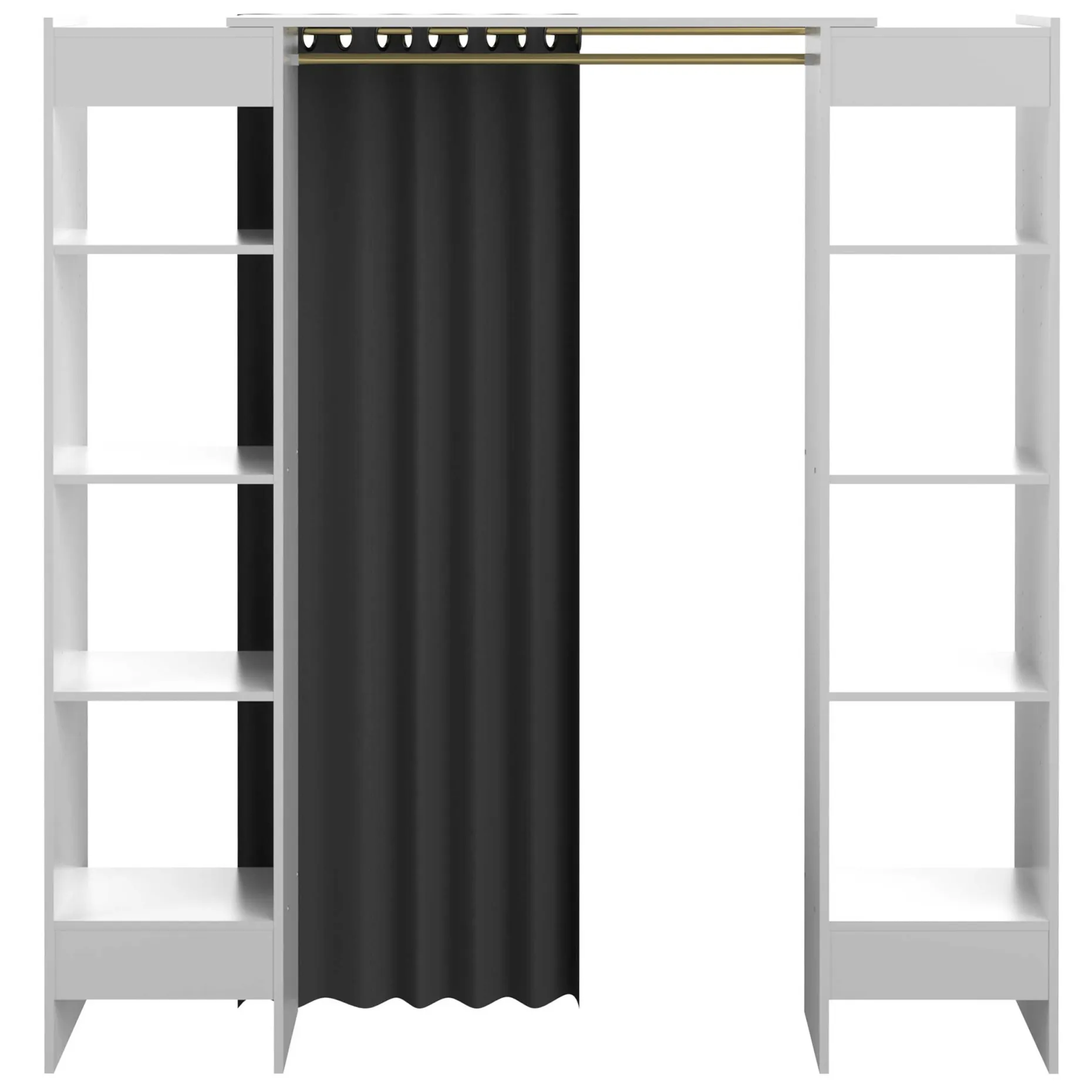 Garderobe Spike 112/185cm mit Vorhang - weiß/grau