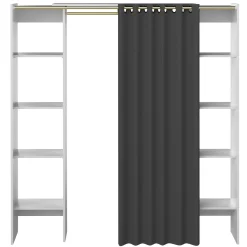 Garderobe Spike 112/185cm mit Vorhang - weiß/grau