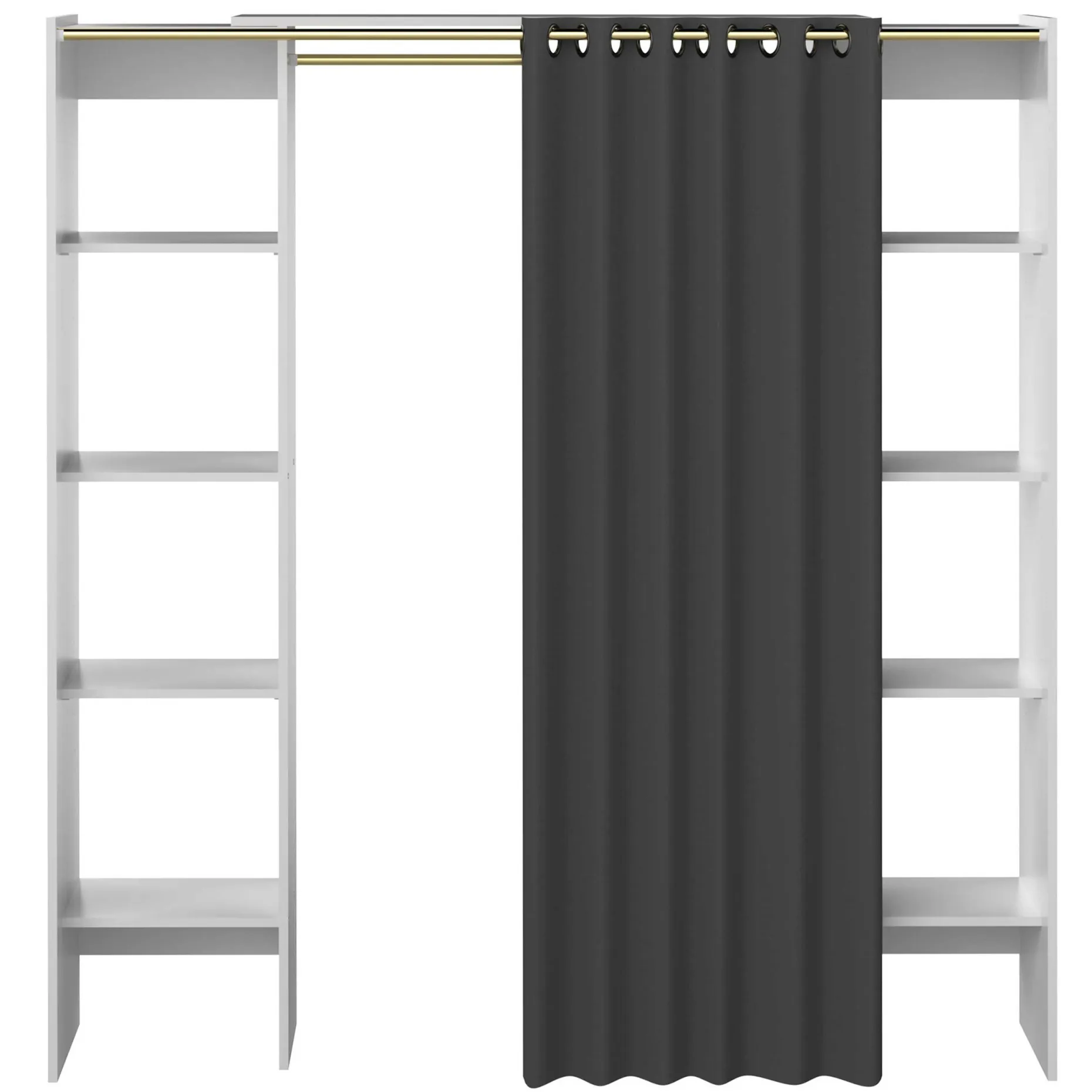 Garderobe Spike 112/185cm mit Vorhang - weiß/grau