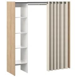 Garderobe Spike 123/160cm mit Vorhang - Eiche/Ecru