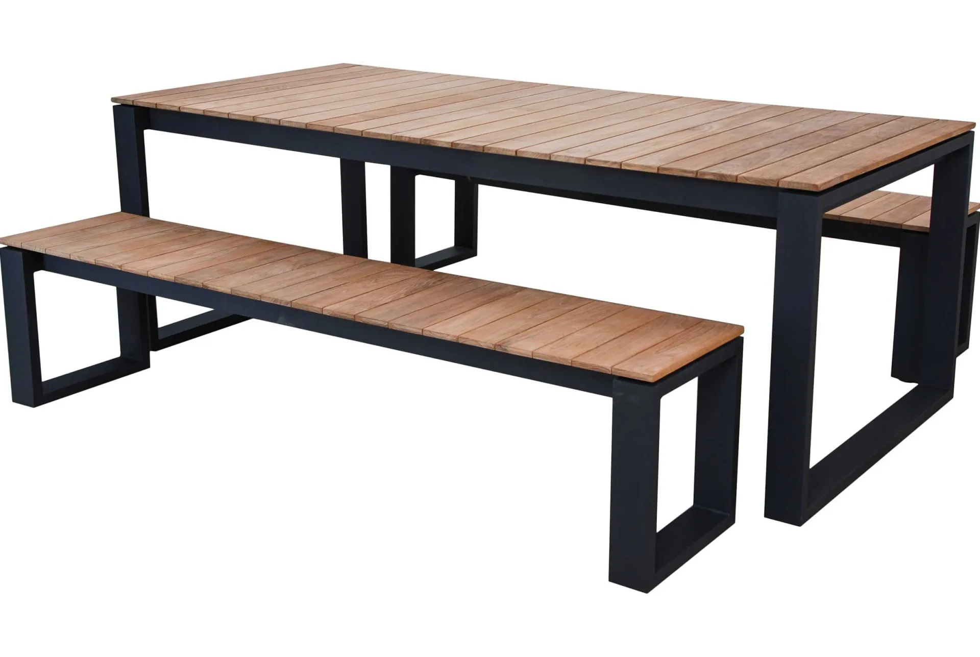 Gescova Gartenbank Matisse 195cm - Aluminium & Teak - Schwarz/Braun