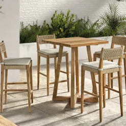 Gescova Garten-Bartisch Ella - recyceltes Teakholz - 80x80x107cm