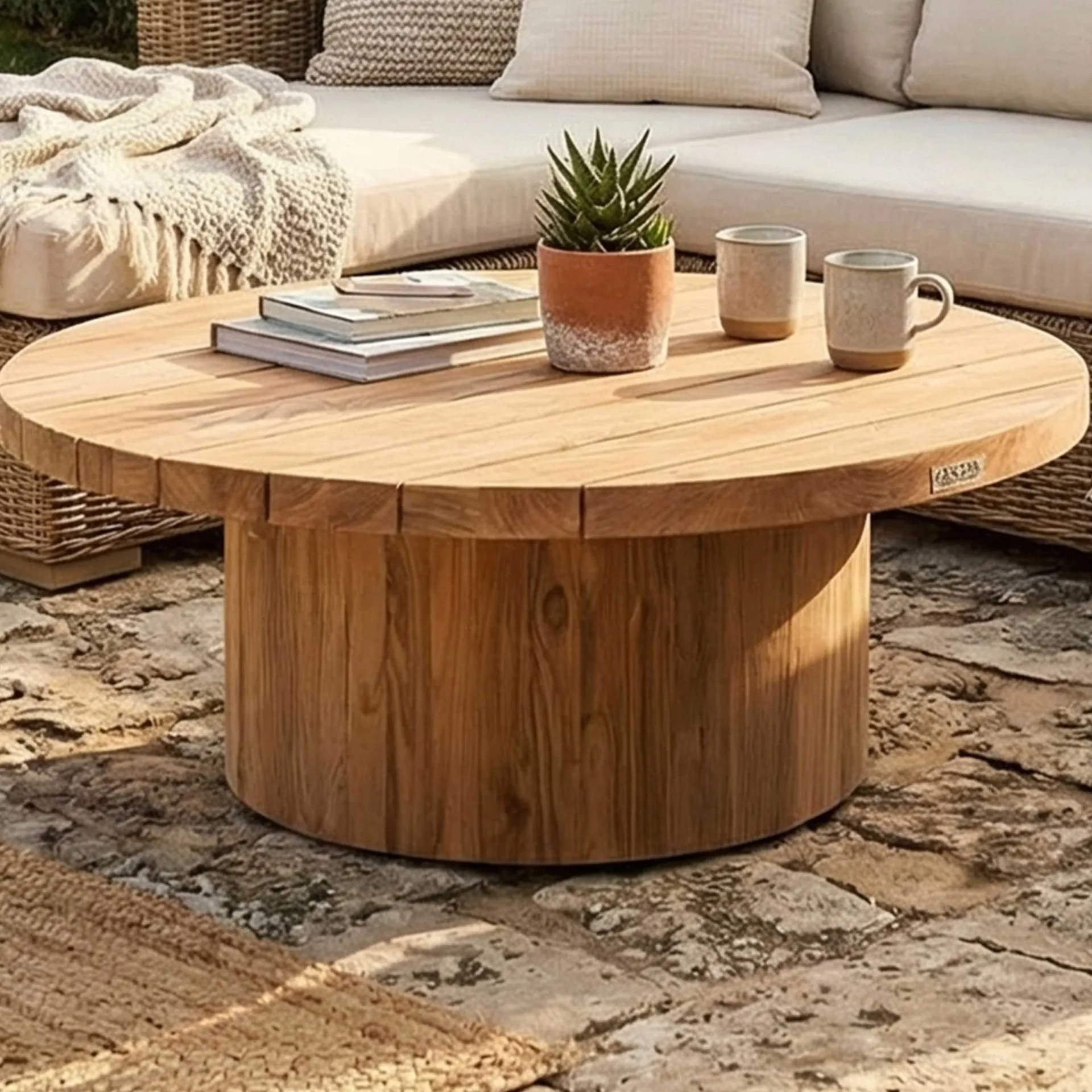 Gescova Garten Couchtisch Noah - Teakholz - Ø92 x 34 cm -