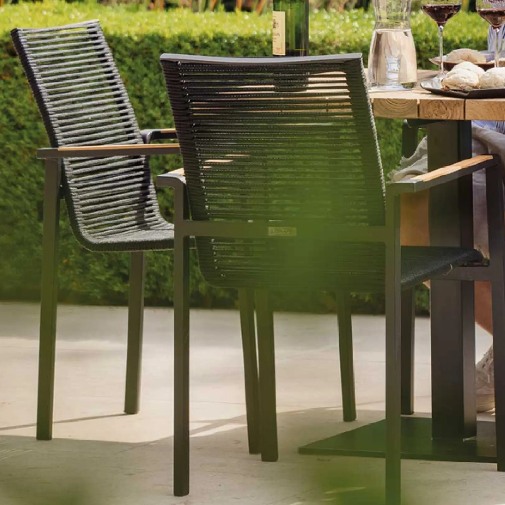 Gescova Gartenstuhl Aruba - Aluminium, Textileen, Holz - 55x60x87 cm - Charcoal