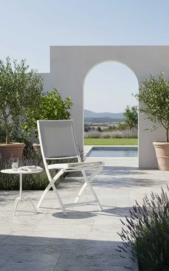 Gescova Gartenstuhl Carrie - Aluminium Weiß, Textilene Hellgrau