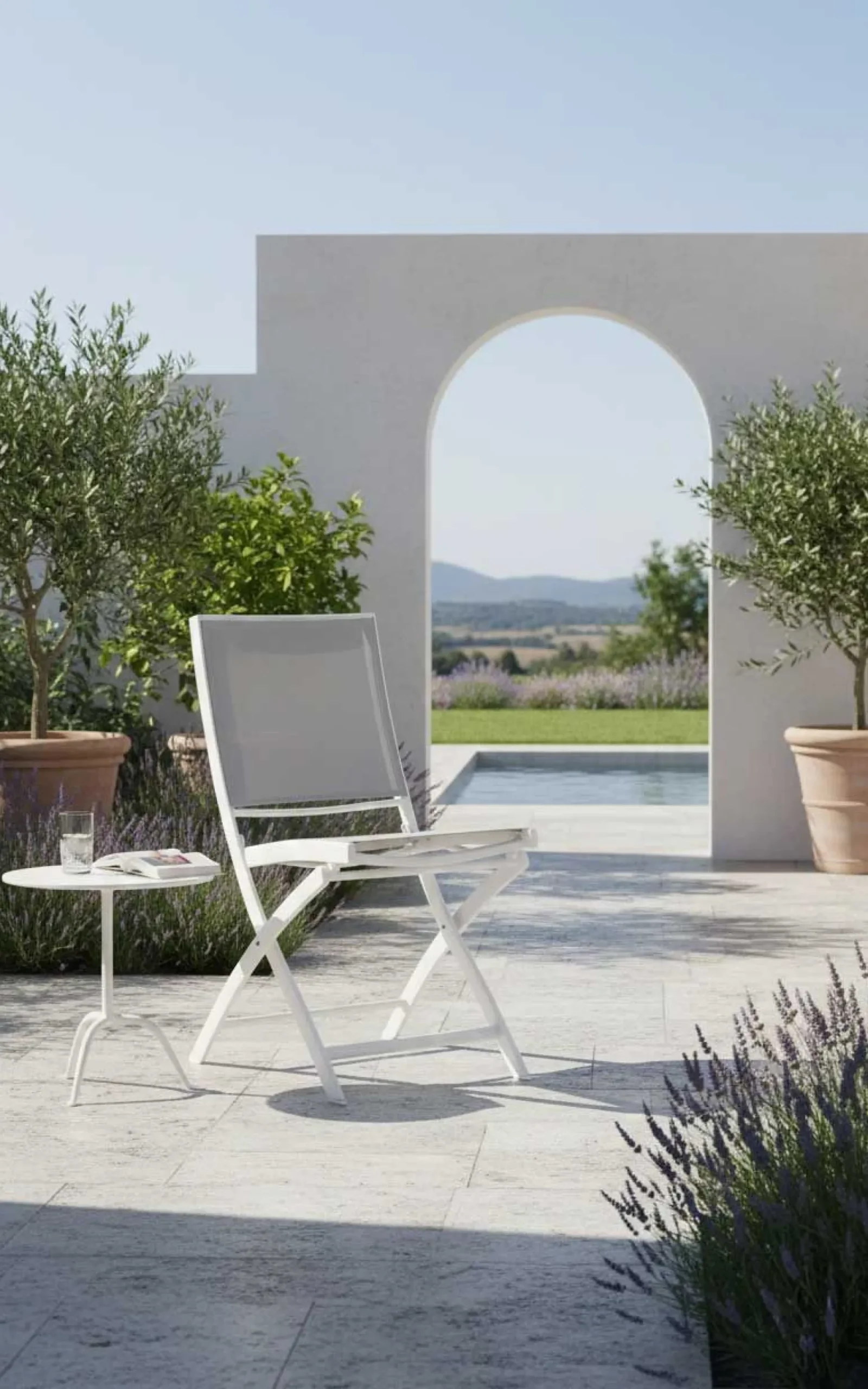 Gescova Gartenstuhl Carrie - Aluminium Weiß, Textilene Hellgrau