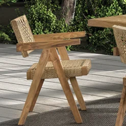 Gescova Gartenstuhl Derry - recyceltes Teakholz & Wicker - 53x62x80cm -