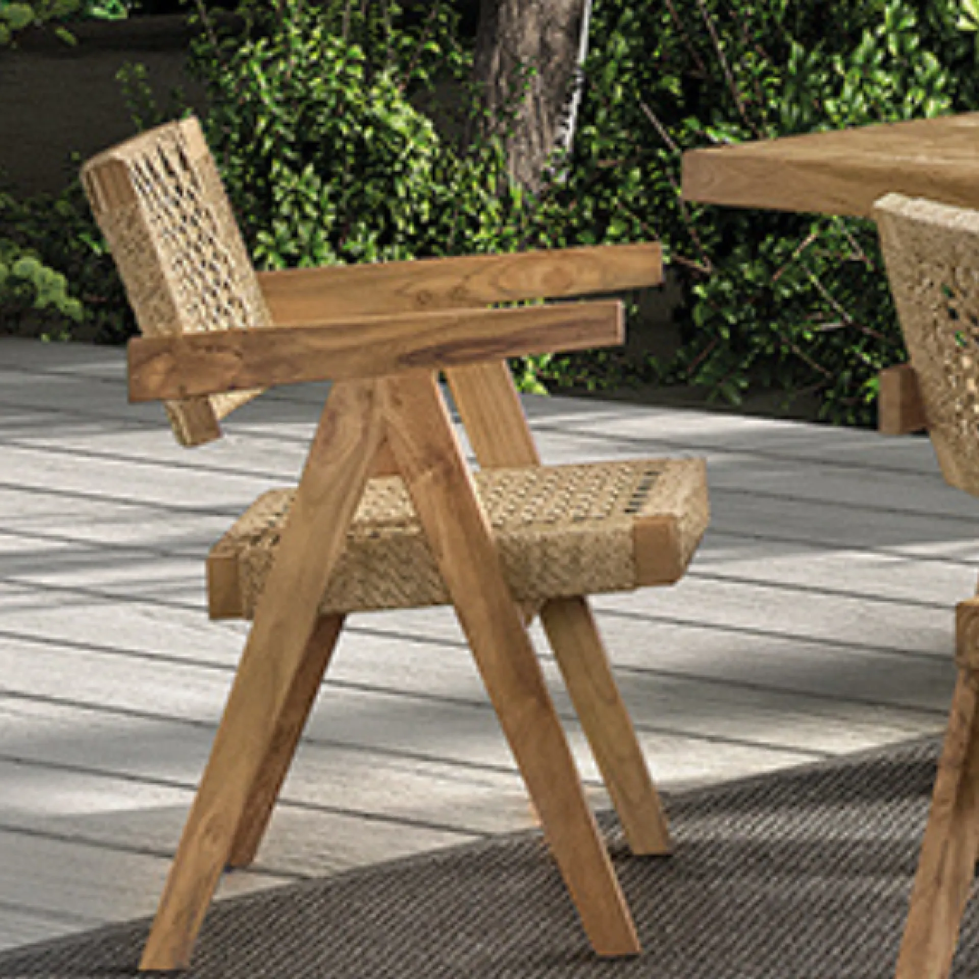 Gescova Gartenstuhl Derry - recyceltes Teakholz & Wicker - 53x62x80cm -