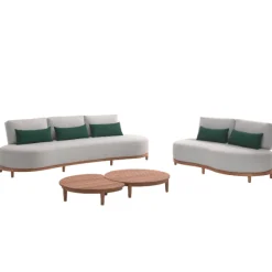 Gescova Gartenstuhl Mezzaluna - Teakholz mit Olefinkissen - 190x98x69 cm -